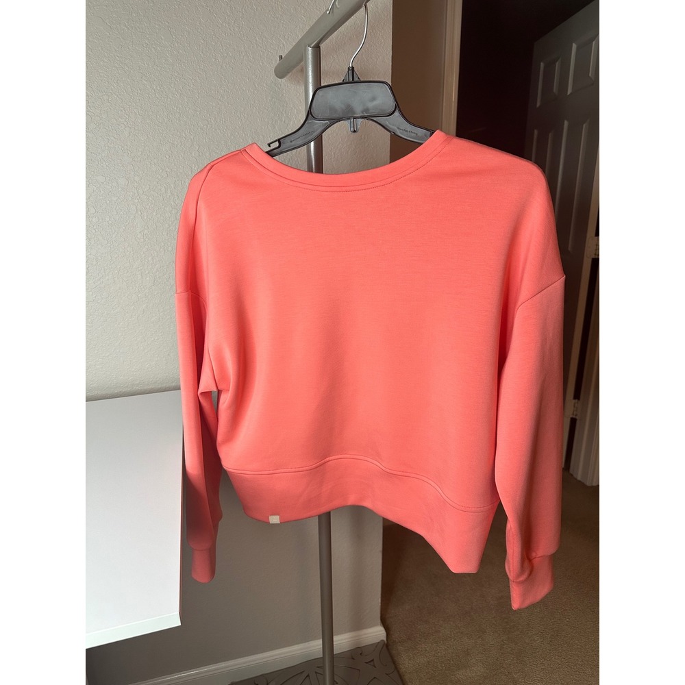 Alexander Jane Crossover Back Sweatshirt Womens S/M Coral Good Pullover NWOT